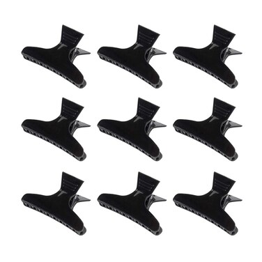 12PCS Plastic Black Non-Slip Butterfly Hair Clamps and Clips - Hairdressing Salon Clamps for Hairstyling, Haircut Sections, Accessories and Tools