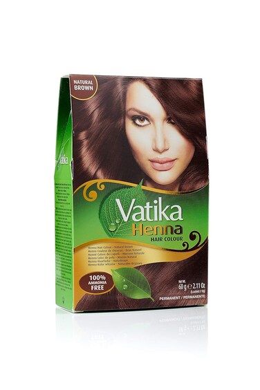 Dabur Henna Hair Color - Natural Brown, Henna Hair Dye and Conditioner, 0% Ammonia, 100% Grey Coverage, 6 Sachets X 10g