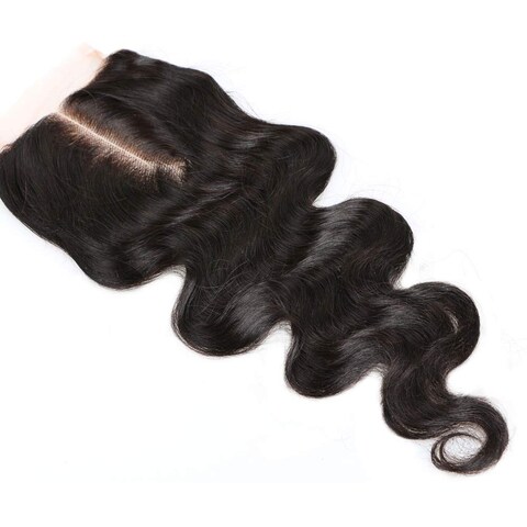 Lace Clousre Human Hair Body Wave 8A Brazilian Virgin Remy Hair 3.5x4 Middle Part Closure With Baby Hair 130% Density Natural Color 14inch