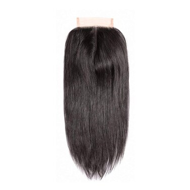 4x4 Middle Part Lace Closure Straight Human Hair 8A Brazilian Virgin Hair With Baby Hair 130% Density Natural Color 12inch
