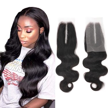 Brazilian Lace Closure 2x6 Deep Part Body Wave Human Hair Virgin Remy Hair Unprocessed Straight Closure Natural Color (8 inch)
