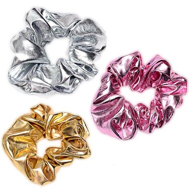 Shiny Metallic Scrunchies for Women Mermaid Hair Scrunchie Elastics Ponytail Holder for Gym Dance Party Club