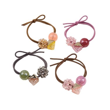 LOVEF Elastic Hair Bands Ties, Girl Hair Ties Women Rhinestone Crystal Elastics Ponytail Holder, Ropes Hair Elastics Ponytail Flower Girls Hair Holder