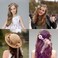 Flower Crown Headband Wreath Garland Hair Bands Floral Wedding Bridal Hair Hoop Women Leaf Ribbon Party Decoration Headdress Headwear Christmas Handmade Headpiece Hair Accessories 2 Pack Pink