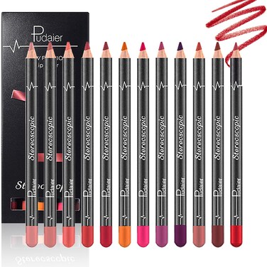 Lip Liner Pencil, 12 pcs High Pigmented Creamy Matte Lip Liner Set, Girls and Women Lipstick Pen Lip Makeup Gift Sets for Daily/Travel/Party/Work