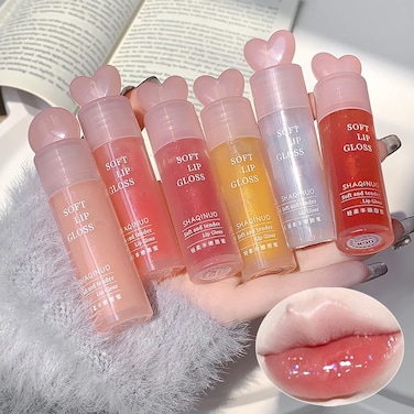 Dulele 6 PCS Hydrating Shimmer Lip Gloss Set, Big Brush Head Glitter Shiny Non-Sticky Lip Oil, Liquid Lipstick, Lip Glaze Makeup Cosmetic (A, M)
