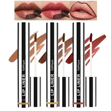 3Pcs Removable Lip Liner Set,Pencil-Peel Off Lip Liner Tattoo,Long Lasting Peel Off Lip Stain Matte Waterproof Lip Liner Pencil for Womem