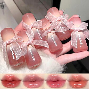 6Pcs Hydrating Lip Gloss Jelly Lipstick, Clear Oxygen Lip Glaze, Moisturizing &amp; Plumping Water Lip Stain Waterproof Long Lasting Cute Makeup for Girls