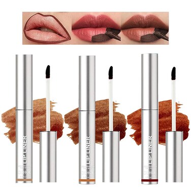 3-Piece Peel Off Lip Liner Stain, Long Lasting, Waterproof, Transfer-Proof, Highly Pigmented, Natural Instant Peel Off Lip Stain Color