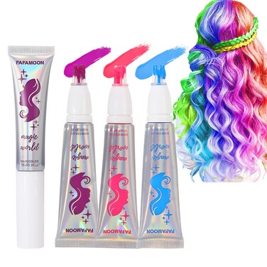 3 Colors Magical Semi Permanent Hair Dye, Glow in the Dark UV Neon Hair Gel Set, Light Washable Hair Color Comb Hair Makeup for Concert, Party, Halloween, Christmas (Blue+Pink+Purple, 3 PCS)