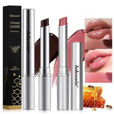 2Pcs Tinted Lip Balm, Black and Pink Lipstick, Hydrating Natural Glossy Lip Balm, Sheer Lightweight Color, Moisturizing Lipstick Makeup Lip Care Balm for Repairing Dry Lips