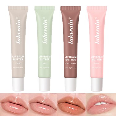 Dulele Glossy Lip Butter Balm, 4 Colors Peptide Lip Tint Lip Stain, Moisturizing Lip Gloss Hydrating Lip Glow Oil, Nourishing Lip Care &amp; Repair Lip Mask