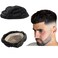Toupee for Men Human Hair Mens Toupee Mono Base with NPU Around Hair Units Curly Wave Mens Wigs Toupee Hair Real Human Replacement System for Man Freestyle Natural Wig #1B Off Black (8x10")