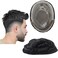 Toupee for Men Human Hair Wigs Mens Toupee European Virgin Human Hair Units Curly Wave Mens Wig Toupee Hair Real Human Replacement System for Man FPM Prosthesis Units Patch #1B Off Black (6x8")