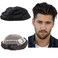 Toupee for Men Human Hair Wigs Mens Toupee European Virgin Human Hair Units Curly Wave Mens Wig Toupee Hair Real Human Replacement System for Man AUS Prosthesis Units Patch #1B Off Black (6x8")
