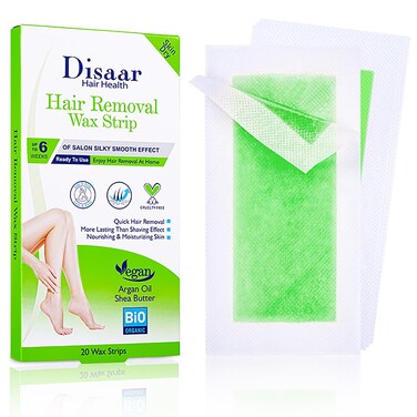 Hair Removal Wax Strip Ready To Use At Home Armpit Leg Arm Bikini Area Natural Plant Extract Soothing Soft Skin 20PCS (Dry Skin (Argan Oil + Shea Butter))