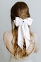 White Hair Bow for Women,2pcs Big White Bow for Hair,Large Satin Hair Bows for Girls Long Tail Bow Hair Clips Barrette Ribbons Ponytail Hair Accessories Birthday Gifts