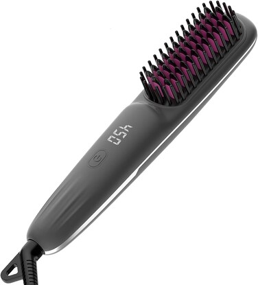 Hair Straightener Brush for Women, 2-in-1 Hot Comb &amp; Straightening Brush with 9 Temperature Settings, Up to 450℉ for Frizz-Free, Smooth Hair &ndash; Perfect for Home, Office &amp; Travel