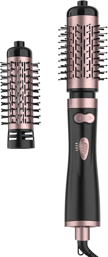 ANWA Rotating Hair Dryer Brush, 4-in-1 Hot Air Styler and Rotating Brush, Rotating Blow Dryer Brush with 2 Detachable Brushes(1.5"&amp; 2"), Black