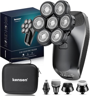 7D Head Shavers for Men,5 in 1 Bald Head Shavers for Men, Head Electric Razor with Nose Hair Sideburns Trimmer, Waterproof Wet/Dry Mens Grooming Kit, LED Display, USB Rechargeable