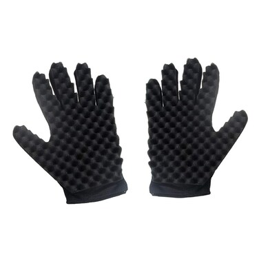 Magic Curly Sponge Gloves, Airlxf 2PCS Curl Hair Sponge Gloves Tutorial for Barbers Wave Black Twist Brush Styling Tool Hair Brush Sponge Gloves