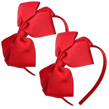 2 Pack Christmas Red Bow Ribbon Headbands for Little Girls Toddlers Cosplay Princess