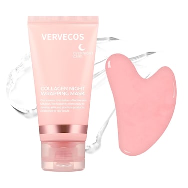 Collagen Night Wrapping Mask,Peel Off Facial Mask Collagen Face Mask,Deep Cleansing, Firming Skin, Reduces Sagging &amp; Dullness, Glowing Skin (with Brush &amp; Gua sha facial tools)