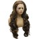 Iewig Long Wavy Highlight Brown Natural Lace Front Wig Synthetic
