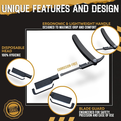 Patented Straight Edge Razors for Men, Close Shaving Razor for Beard with 11 Disposable Blades, Easy to Use and Replace Single Edge Razor Blades, Professional and Home Use (White Barber)