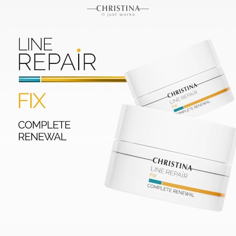 Christina Line Repair Complete Renewal Cream with Glycolic Acid   Anti-Aging AHA Face Repair Cream   Aquaderm Complex for Wrinkle Reduction, Elasticity Boost, and Even Skin Tone 50ml