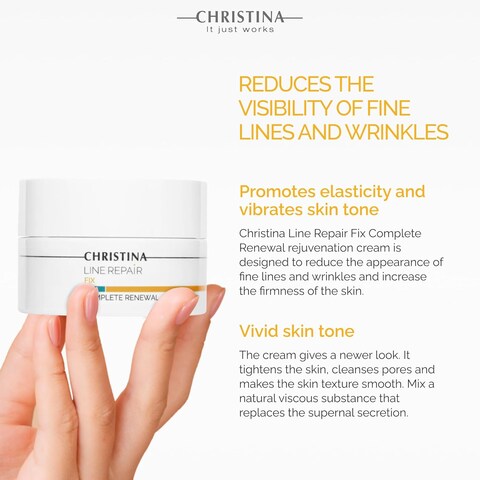 Christina Line Repair Complete Renewal Cream with Glycolic Acid   Anti-Aging AHA Face Repair Cream   Aquaderm Complex for Wrinkle Reduction, Elasticity Boost, and Even Skin Tone 50ml