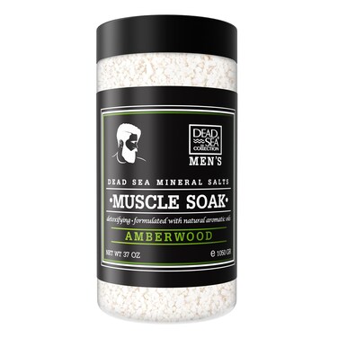 Dead Sea Collection Bath Salts for Men with Amberwood Oil - Muscle Recovery Bath Soak &ndash; Mens Pure Dead Sea Salt for Soothing and Relaxing - 37 Oz
