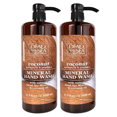 Dead Sea Collection Hand Soap Pump Coconut - Hand Wash Liquid with Dead Sea Minerals and Coconut Oil - All Skin Types Moisturizing &amp; Nourishing - Pack of 2 (33.8 Fl Oz Each) - 67.6 Fl Oz