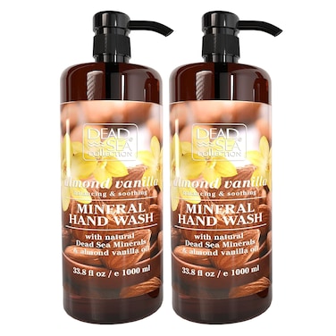 Dead Sea Collection Hand Soap Pump Almond Vanilla - Moisturizing Hand Wash Liquid with Dead Sea Minerals - Almond Vanilla Oils, Balancing &amp; Soothing Pack of 2 (33.8 Fl Oz Each) - 67.6 Fl Oz Total