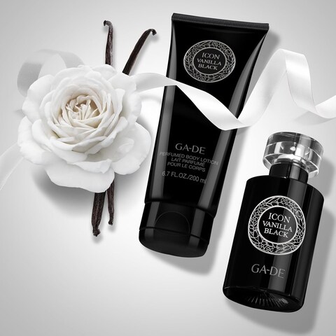 GA-DE Icon Vanilla Black Body Lotion - Soothes and Nourishes - Vanilla, Amber, and Gardenia- with Shea Butter, Avocado Oil and Vitamin E - 6.7 oz
