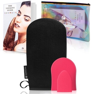 Ultimitt Black Self Tanning Applicator Mitt: Reusable Streak-Free Bronzing Sunless Tan Application Glove. Indoor Fake Skin Bake Tan Microfiber Cloth.