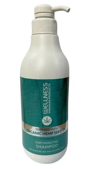 Wellness Premium Hydration Shampoo for All Hair Types  Enriched with Organic Cold Pressed Hemp Seed Oil   Clean Beauty Ingredients (33.8 Ounce - 1 Liter)