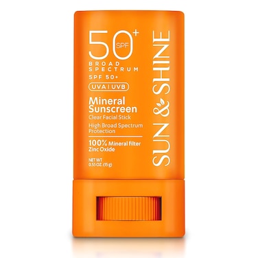 Sun &amp; Shine clear Mineral zinc oxide STICK sunscreen SPF 50+ Sunscreen Face Stick   Vegan, Reef safe  sensitive skin Broad Spectrum Natural Sunscreen Fragrance free, Dermatologically tested