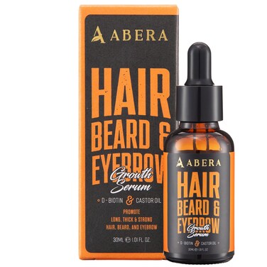 Abera Hair Growth Serum for Hair Loss, Natural Hair Regrowth Treatment for Hair &amp; Beard with Biotin &amp; Castor Oil