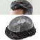 Toupee for Men Hair Piece Real Human Hair Full Poly Skin Mens Toupee Men Hair System Hair Replacement Systems for Men Invisible Hair Pieces for Men #1B10 1B# OFF BLACK+10% GREY 8x10