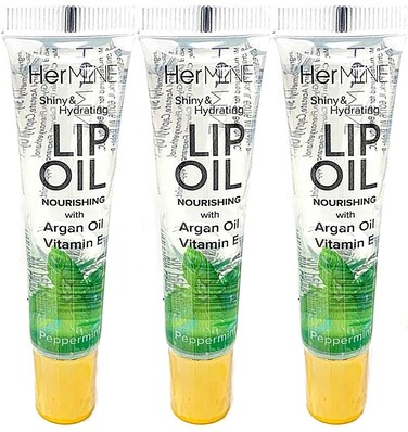 HerMINE Hydrating Lip Oil with Argan oil &amp; Vitamin E Clear Long Lasting Nourishing Lip Oils Moisturizing Gel Multi-Packs Softening Clear Oil