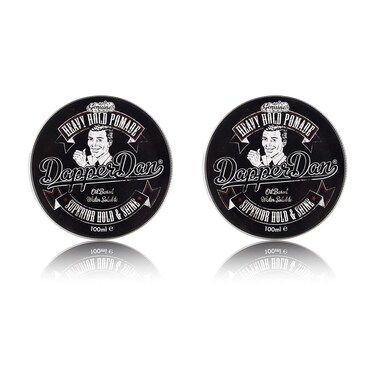 Dapper Dan Heavy Hold Pomade for Men, Strong Hold and High Shine Mens Hair Styling Product, Oil Based, Water Soluble, Liquorice and Vanilla Scent, 2 x 100 ml