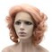 Mxangel Short Curly Synthetic Hair Lace Front Rose Pink Wig Heat Friendly Fiber Hair