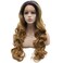 Mxangel Long Black Roots Blonde Ombre Hand Tied Ombre Synthetic Wig Lace Front Heat Resistant Fiber Hair