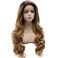 Mxangel Long Black Roots Blonde Ombre Hand Tied Ombre Synthetic Wig Lace Front Heat Resistant Fiber Hair
