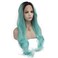 Mxangel Long Wavy Ombre Blue Synthetic Wig Lace Front Heat Resistant Fiber Hair Wig