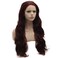 Mxangle Long Wavy Dark Red Half Hand Tied Synthetic Lace Front Wig Heat Resistant Fiber Hair Natural