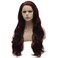 Mxangle Long Wavy Dark Red Half Hand Tied Synthetic Lace Front Wig Heat Resistant Fiber Hair Natural