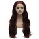 Mxangle Long Wavy Dark Red Half Hand Tied Synthetic Lace Front Wig Heat Resistant Fiber Hair Natural