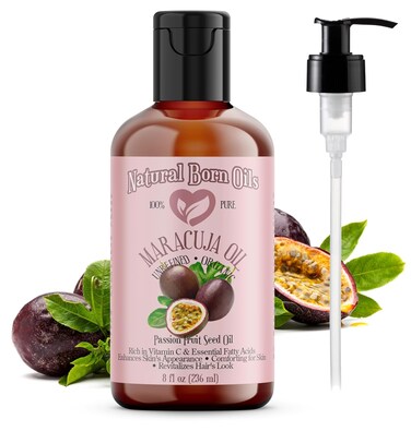 Natural Born Oils Maracuja Oil, 8oz, Organic, Cold-Pressed, Rich in Fatty Acids, Ideal for Moisturizing Skin, Hair Nourishment